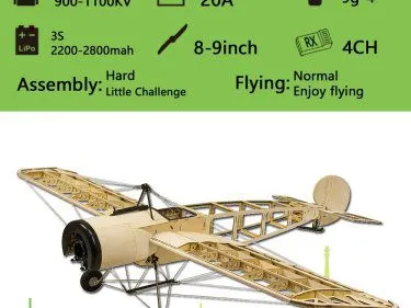 Dancing Wings, Fokker-E3 Balsa-wood KIT 1.2m wingspan Scale Airplane Model