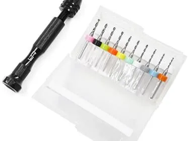 Yeah Racing Black Aluminium Hand Drill Set w/ 10Pc Drill Bits