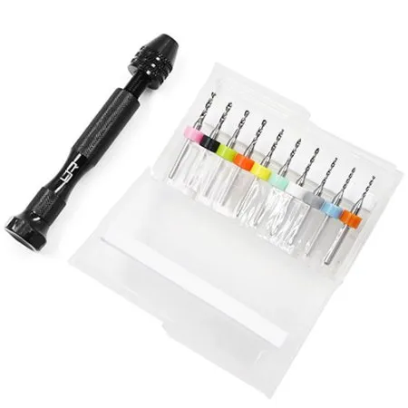 YT-0196 Yeah Racing Black Aluminium Hand Drill Set w/ 10Pc Drill Bits YEAH RACING