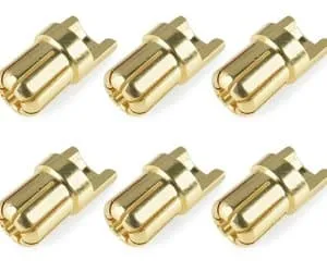 Bullet Connector 6.5mm Male Solid Type Gold Plated Ultra Low Resistance 6 pcs PITLANE HOBBIES