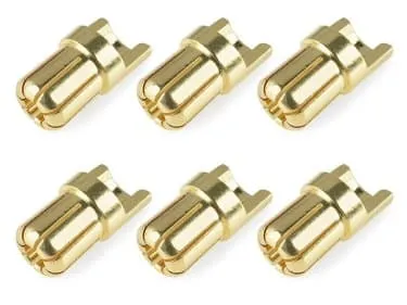 Bullet Connector 6.5mm Male Solid Type Gold Plated Ultra Low Resistance 6 pcs