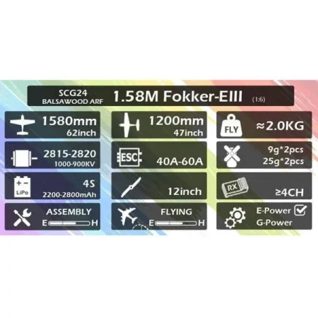 Dancing Wings Fokker- E 1.58m +motor+20a Esc+9gx4 Servo Wooden Prop Dancing Wings Fokker- E 1.58m +motor+20a Esc+9gx4 Servo Wooden Prop