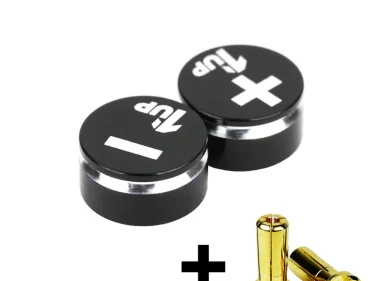 1UP Racing LowPro Bullet Plug Grips & 5mm plugs – Black/Black 1UP LOWPRO BULLET PLUGS