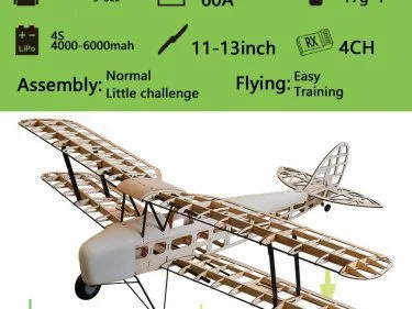 Dancing Wings, Tiger Moth Laser Cut Balsa wood Airplane 1400mm Wingspan Balsa KIT
