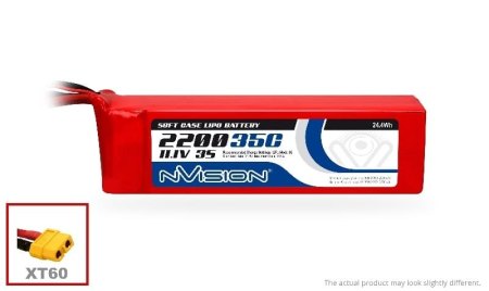 NVO1861 NVISION LiPo 2200mah 3S 11.1V 35C XT60 PLUG NVISION