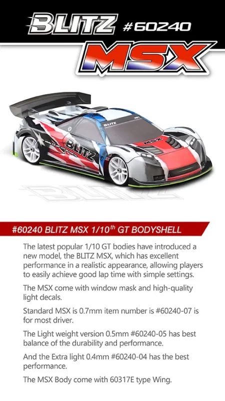 Blitz 60240 MSX 190mm GT Body Blitz 60240 MSX 190mm GT Body